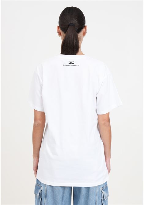 T-shirt da donna bianca con stampa in nero sul davanti ELISABETTA FRANCHI | MA02942E2270